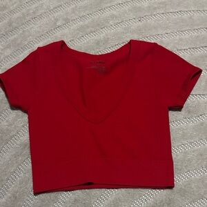 Red V-Neck Crop Top